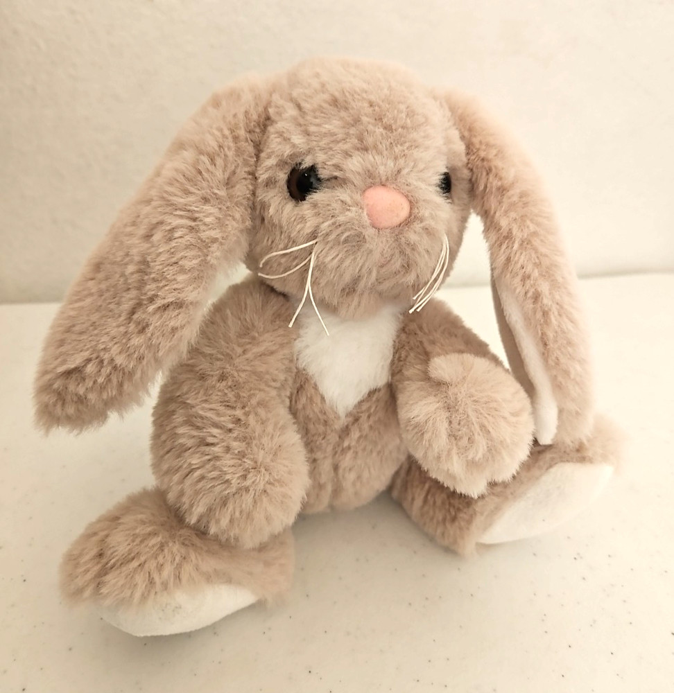 Bearington Collection Boomer Bunny Rabbit Plush Stuffed Animal Tan Brown White