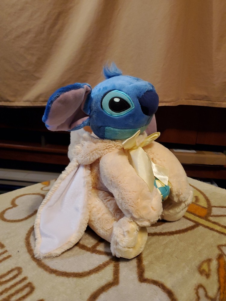 Disney Store Exclusive Approx 12″ Yellow Easter Bunny Stitch & Egg With Tag