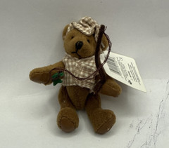 VTG Russ Tiny Town Miniature Brown Bear Fisherman Fully Jointed 3.5″