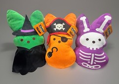 NWT Set of 3 Peeps 12″ Plush Halloween Bunny Witch Pirate Skeleton