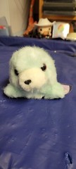 Vintage Puffkins Swibco Slick Ice Blue Cute Seal Plush Stuffed Animal Toy 6″
