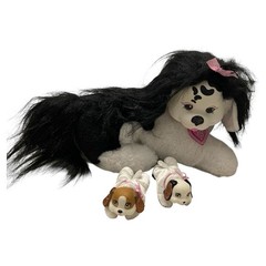 Puppy Surprise White Black Mom & 2 Puppies babies glitter Girls lot dog Plush