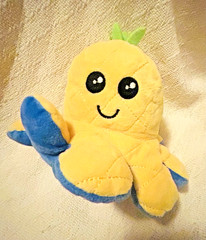 Reversible Octopus Plush Small 6-14 in Yellow Pineapple & Blue Angry Mood Flip