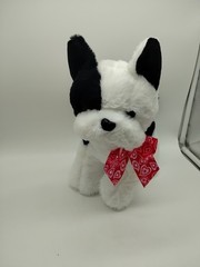 Walmart Terrier Dog Plush White Black Puppy Heart Bow Stuffed Animal Toy 11″