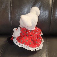 Vintage Gund Christmas Plush Mouse Dress Tinytales Girl Stuffed Animal 1991 6″