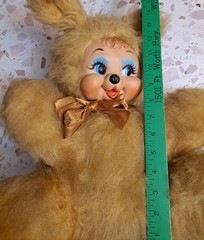 Vtg Rubber Faced Bear Fuzzy Gold 14″ Tall 60s Unbranded Rushton Clone