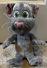 Talking Tom Cat Plush Interactive Toy Gray Green Eyes Stuffed 10” WORKS
