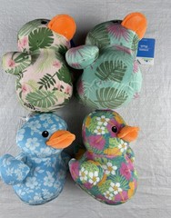 4 Way To Celebrate! Blue Floral Print Duck Plush Duck Stuffed Animal Lot 6”