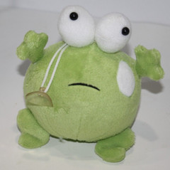 Green Hanging Frog Plush Soft Toy Stuffed 6″ Suction Cup Round Ball White Eyes