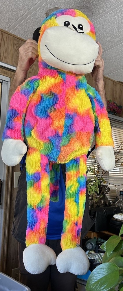 Punch Security Monkey Rainbow Tie Dye Big 42” Plush Ape Headphones Gay Pride New