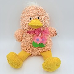 Chosun Plush Pink Duck Stuffed Animal Shaggy Easter Flower Ribbon Toy 14”