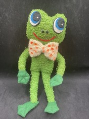 Vintage 1970s Green Frog Plush Scrubby Buddies Scrubber 9” Tall Figure M