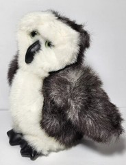Gund OWL Plush Sad Green Eyes Black White Faux Leather Feet Vintage 1991 EUC
