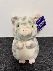 Spotted Chubby Pig plush 9″ gray & white Kellytoy original NWT