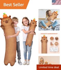 Extra Fluffy 44-Inch Capybara Plush Pillow – 5 Sizes for Ultimate Cuddling