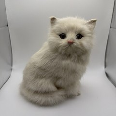 Realistic Cute White Cat Companion Pet Toy Kitten Vintage Soft Hard Doll RARE