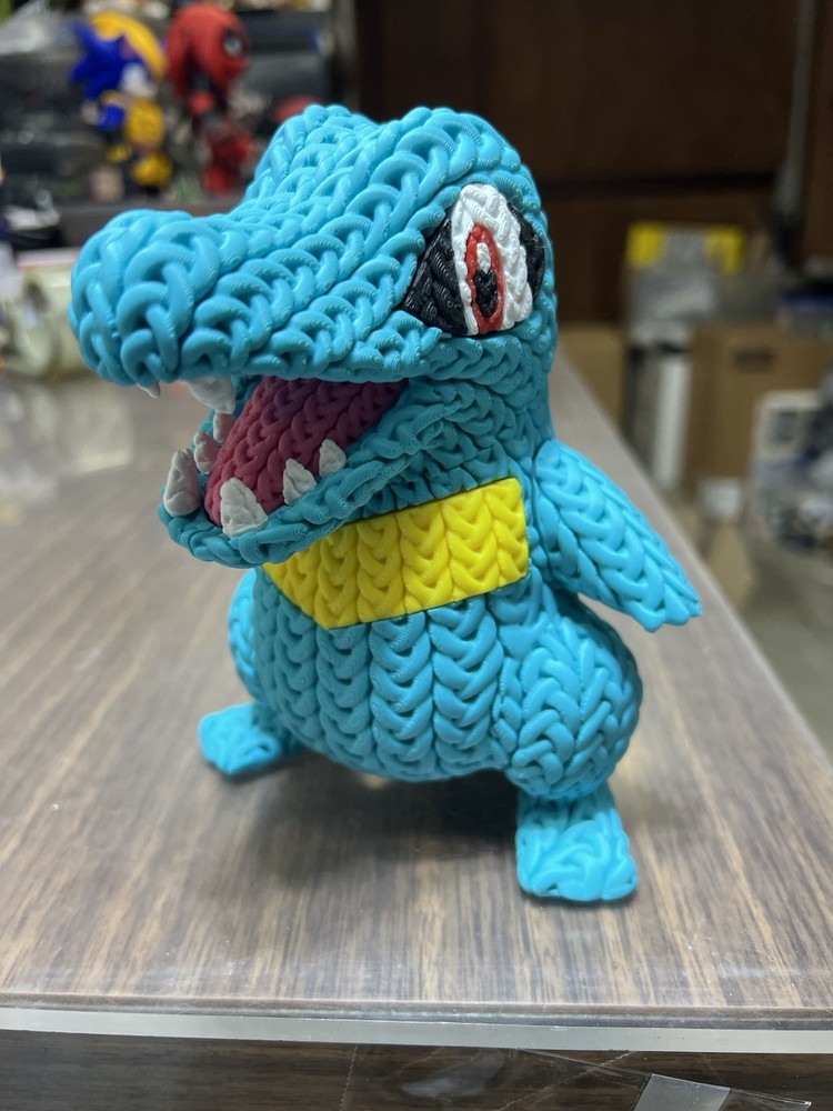 Totodile Crochet Style Knitted 3D Printed Display 6 inch