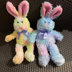 2 Bunny Rabbit Plush Pastel Plush