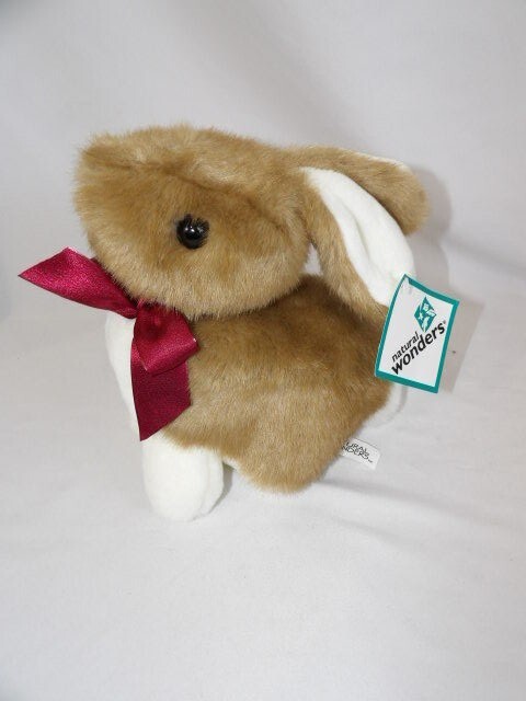 Natural Wonders Small Brown and White Plush Bunny Rabbit