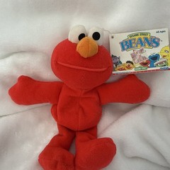 Vintage Sesame Street Elmo Beans 1997 tyco plush bean bag 8″ new