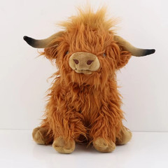 Highland Cattlle Plush Cow Stuffed Animal Bull Realistic Soft Cuddly Farm Toy