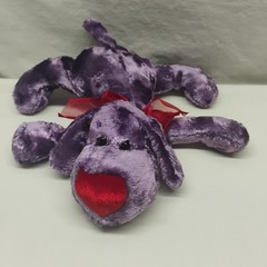 RARE 10″ DanDee Collectors Choice Purple Red Velvety Floppy Bean Bag Plush Dog