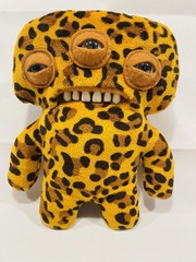 Fuggler Ugly Monster Plush Toy Leopard Print Spin Master Button On Bottom 3 Eyes