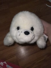 Vintage White Baby Harp Seal Pup Plush by Gibson Greeting, inc. 1996