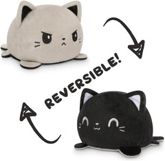Teeturtle – the Original Reversible Cat Plushie – Black & Gray -Show Your Mood!