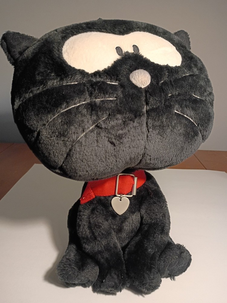 Aeropostale Black Cat Plush Red Collar w/ Heart Drop Stuffed Animal 14″
