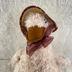 Vintage Plush Easter Duck 14” inch Pink W/Brown Legs Burgundy Trim Straw Hat