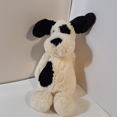 Jellycat Bashful Black Cream White Dog Spot Puppy Plush Stuffed Animal Toy 12″