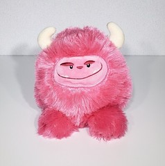 Giggle Scape Pink MONSTER W/ Horns Soft Fluffy Bean Bag Plush Stuffed Toy 6″ EUC