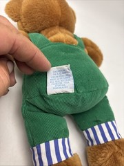 Vintage Eden Corduroy Teddy Bear Plush 1996 Stuffed Animal Green Overalls
