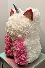 Unicorn In Roses & Carrying Case By Motion Design Pink & White Always Forever BS
