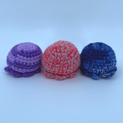 3 Handmade Crochet Octopus Amigurumi Plush Trio Purple Blue Red Small Desk Pets