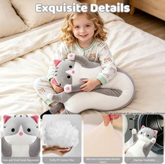 Cute Cat Plush Long Body Pillow – Soft Cartoon Stuffed Animal Doll, Kawaii Cat P