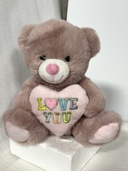 Bear Plush Love You Embroidered Heart Burton Burton 9” Valentine Pink Mauve