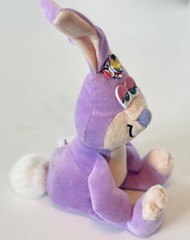 Vtg 80s Purple Easter Bunny Rabbit Pull String Tail Vibrating Plush Stuffed Toy