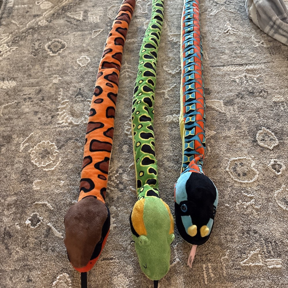 Lot of 3 Wild Republic “Snakesss” 54-Inch Plush Stuffed Animal Snakes