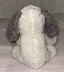 Silver One 11 Inch Sitting Puppy Dog Plush Gray White Stuffed Animal Sewn Eyes