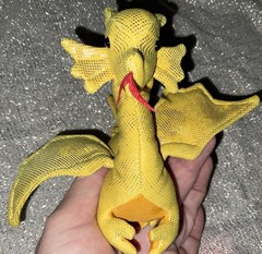 Yellow Dragon Plush 5” * 9” ( Tag Removed) Shimmer Ty? Vtg See Pics