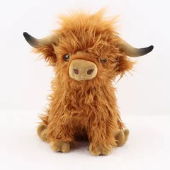 Highland Cow Stuffed Animal Realistic Scottish Cow Plush Toy Soft Farm Animal…