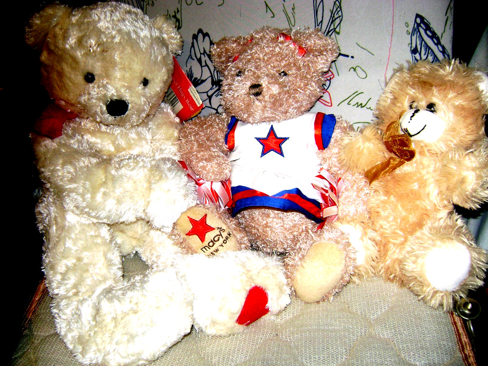 Lot of 3 BEAR Soft Plush Dols New and Used Length:23″,27″,12 1/2″