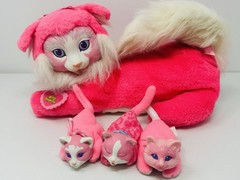 Vintage 1992 Hasbro Kitty Surprise Pink White Stuffed Cat Plush Mom & 3 Babies