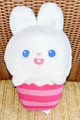 Lissepuppe White Plush Bunny Rabbit Anime Style Pink Stripes Blue Eyes Soft Toy