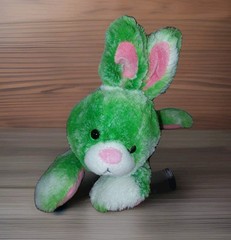 Animal Adventure Green White Tye Dye Bunny Rabbit Stuffed Plush 2017 Pink Belly
