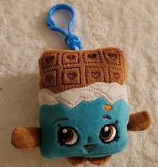 Shopkins Plush Poptart Mini Blue & Brown Square Stuffed Animal Toy Clip