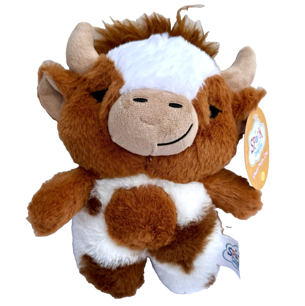 Highland Cow Plush Stuffed Toy 10.5 Inch Brown & White New