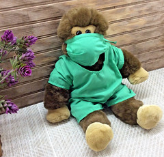 Build A Bear Chimp Monkey Plush With 3 Pc Scrubs Doctor Nurse Medical Brown 18″